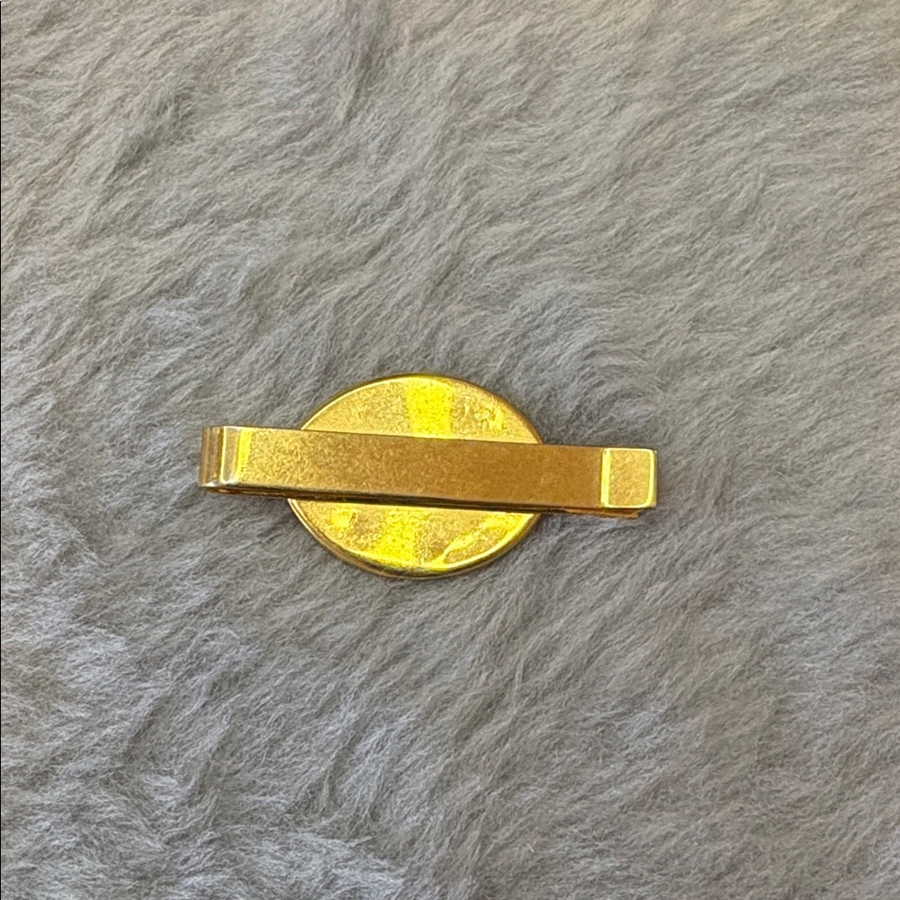 Vintage Gold-tone and Black Damascene Bird Tie Clip - Picture 2 of 4
